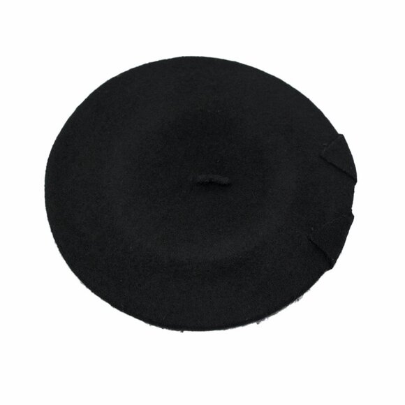 Black Wool Beret w Bow Warm and Stylish for Church, Dress or Going Out - Hey Viv - Picture 2 of 4